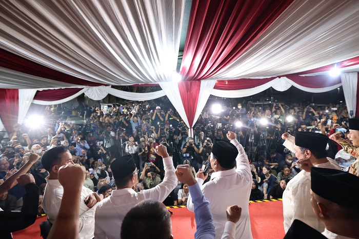 Prabowo Subianto saat konferensi pers di Kertanegara IV Setelah resmi diumumkan Komisi Pemilihan Umum (KPU) sebagai presiden RI terpilih, (Dok. Tim Media Prabowo Subianto)