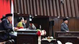 Presiden Prabowo menyampaikan pidato RAPBN 2026 dengan target APBN sehat tanpa defisit. (Dok. Tim Media Prabowo)