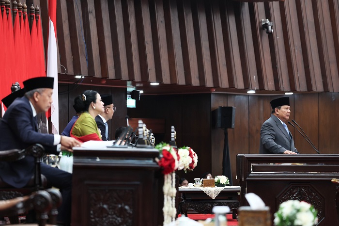 Presiden Prabowo menyampaikan pidato RAPBN 2026 dengan target APBN sehat tanpa defisit. (Dok. Tim Media Prabowo)